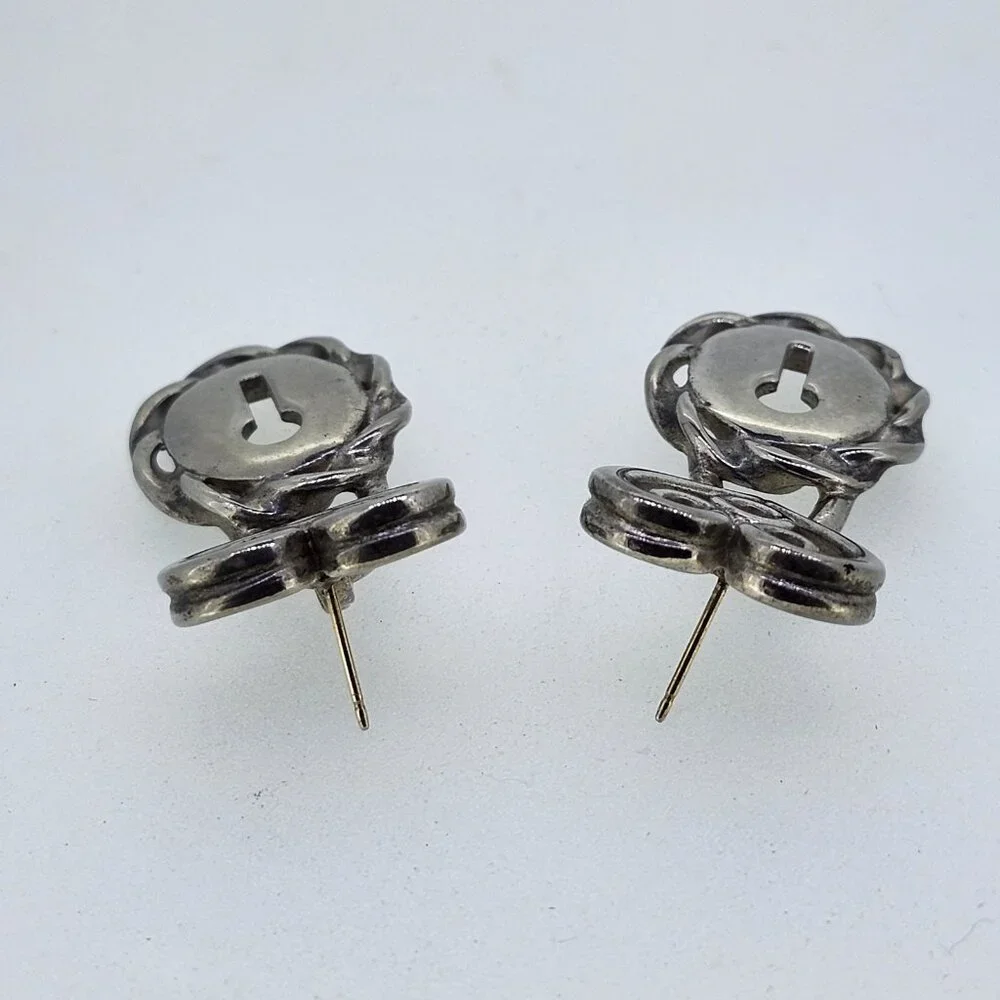 Signed Givenchy Paris NY Padlock Heart Drop Pierced Earrings DoorKnocker Vintage - Picture 3 of 9